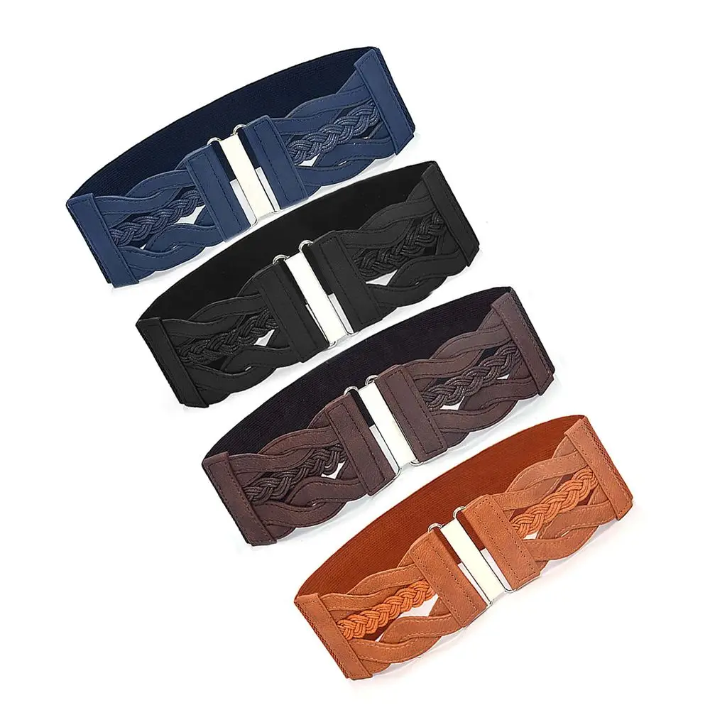 

Unisex Mixed Color Expandable Braided Woven Stretch Fashion Elastic Belts Braided Belts Buckle Casual Knitted Pin