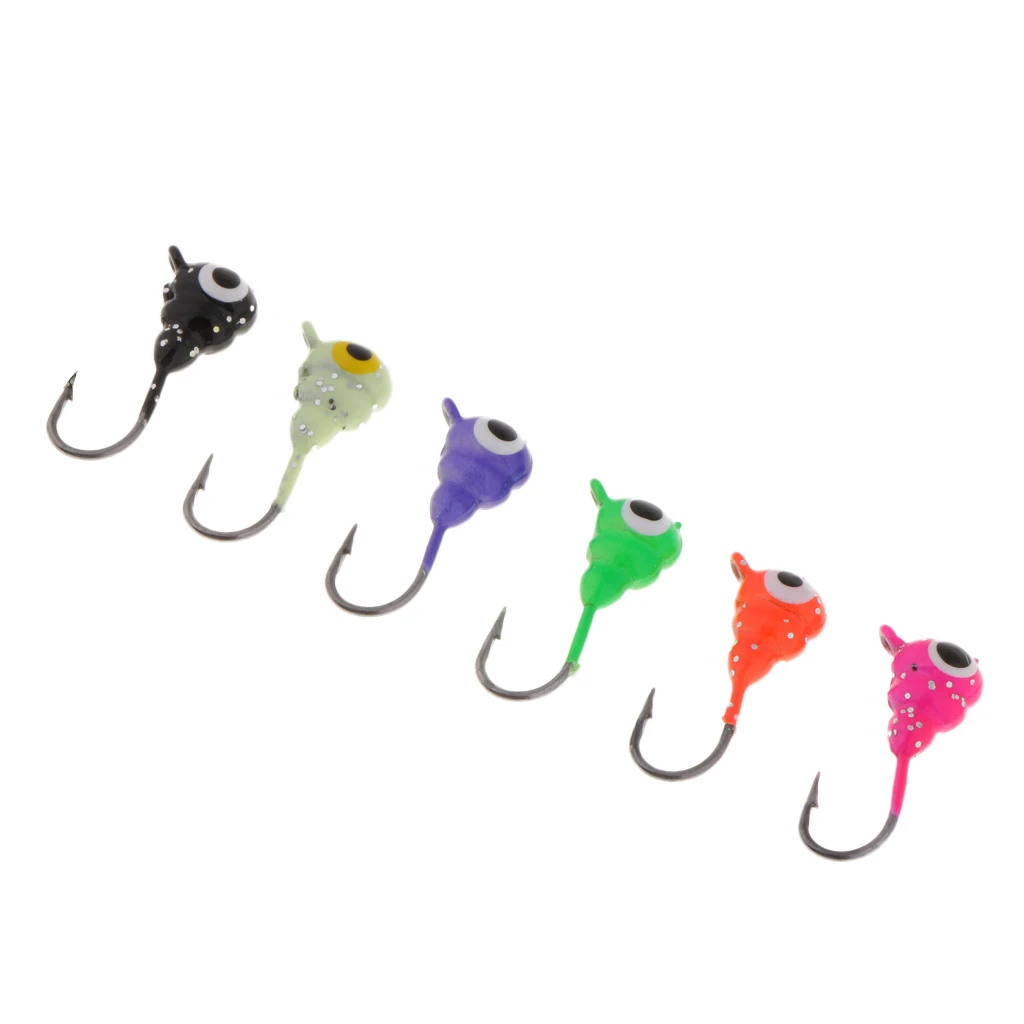 6 шт. зимний лед приманка на рыболовный крючок приспособлений дергающаяся мини