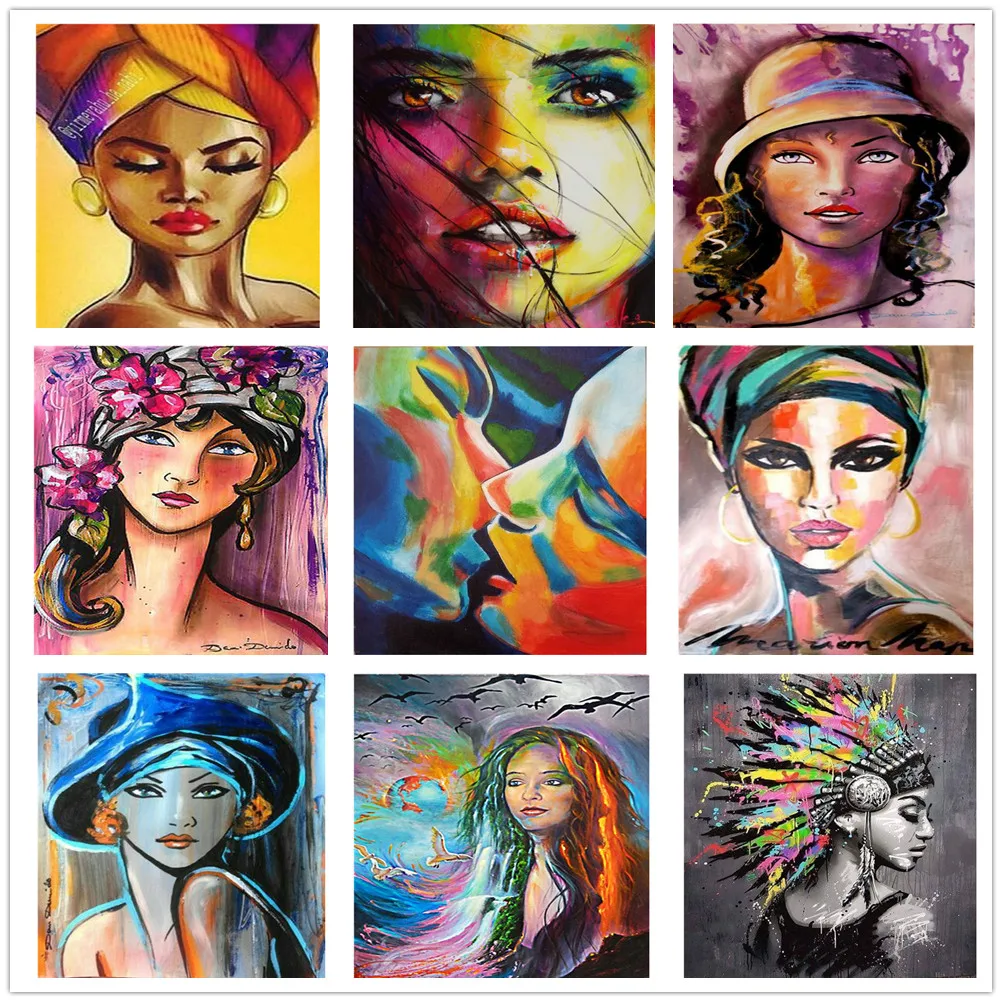 

5D Oil Painting Partrait Diamond Embroidery Full Rhinestone Drill Cross Stitch DIY Home Decor Abstract Poster Portrait Gift