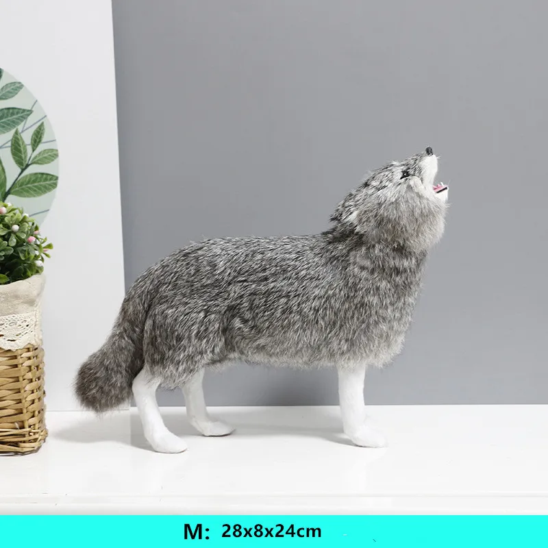 28x8x24cm Grey Моделирование игрушки в виде животных Собака Мягкая овчарка волк модель животного выставочный зал украшение дома DY80059 - Color: 28x8x24cm Grey