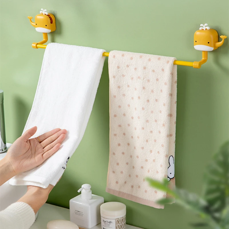 

Cute Whale Towel Holder Bathroom Towel Rack Shoe Rack Self Adhesive Wall Mounted Towel Bar Kitchen Towel Hanger Storage Shelf