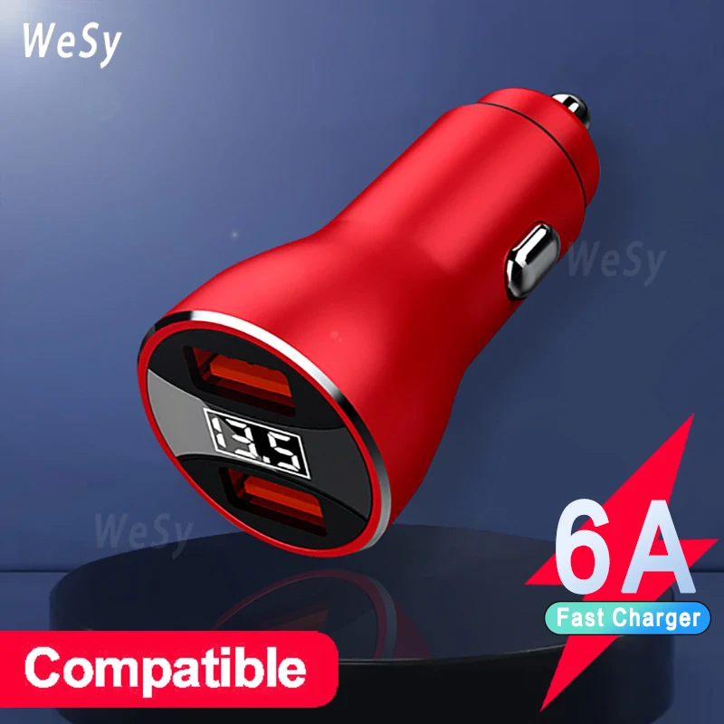 

6A USB QC4.0 Quick Charger Car Dual Port Charger Mobile Phone Car Fast Charger For iPhone 11 12 Pro Max Xiaomi 11 Huawei Samsung