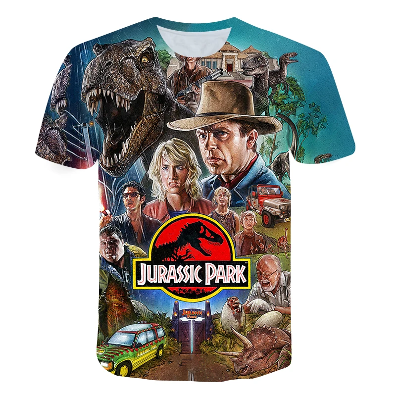 

2021 Jurassic World Fallen Kingdom Cool Dinosaur Head 3D Print T shirt Boys and girls Hiphop Tee Tshirt Boy color Clothes Drop