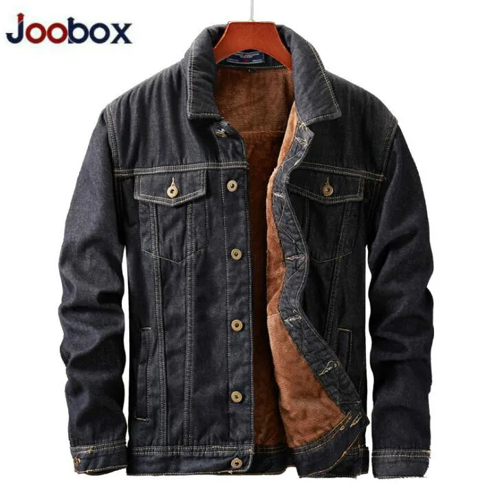 Зимняя мужская куртка и пальто теплая флисовая Модная Джинсовая мужские