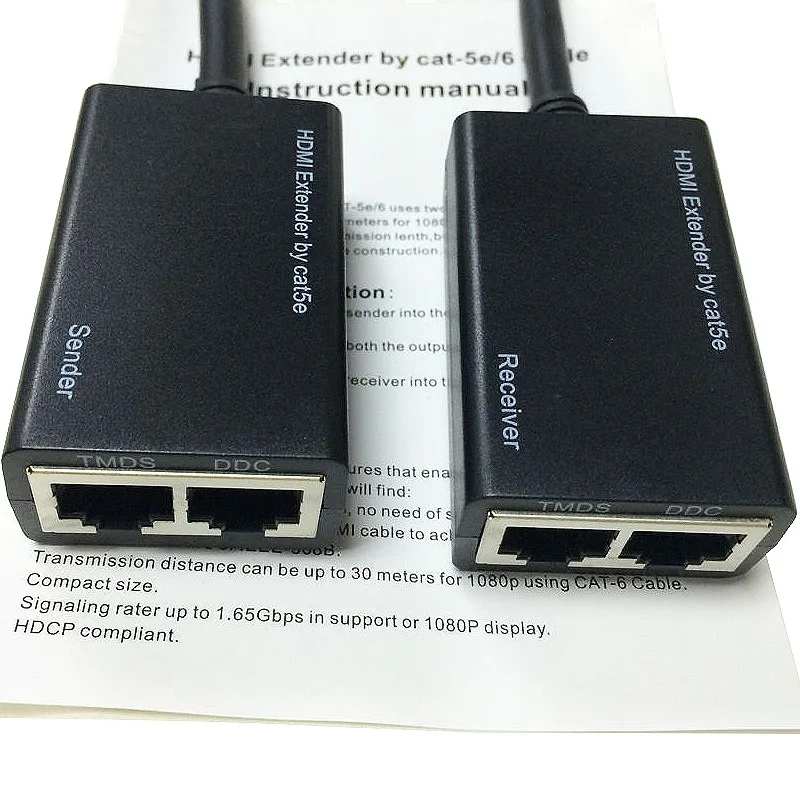 1080P HDMI совместимый с RJ45 CAT5e CAT6 UTP LAN Ethernet удлинитель повторителем 3D до 30 м|Кабели HDMI|