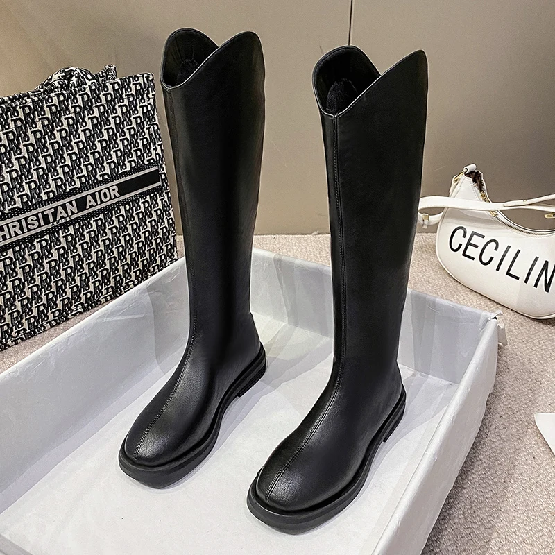 

Новые модные сапоги, высокие сапоги, элегантные женские флокированные сапоги, однотонные повседневные сапоги, предотвращающие скольжение, ...