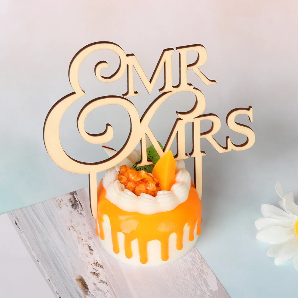 Винтажный Деревянный Торт с буквами 1 шт. лазерная резка Topper деревянные украшения