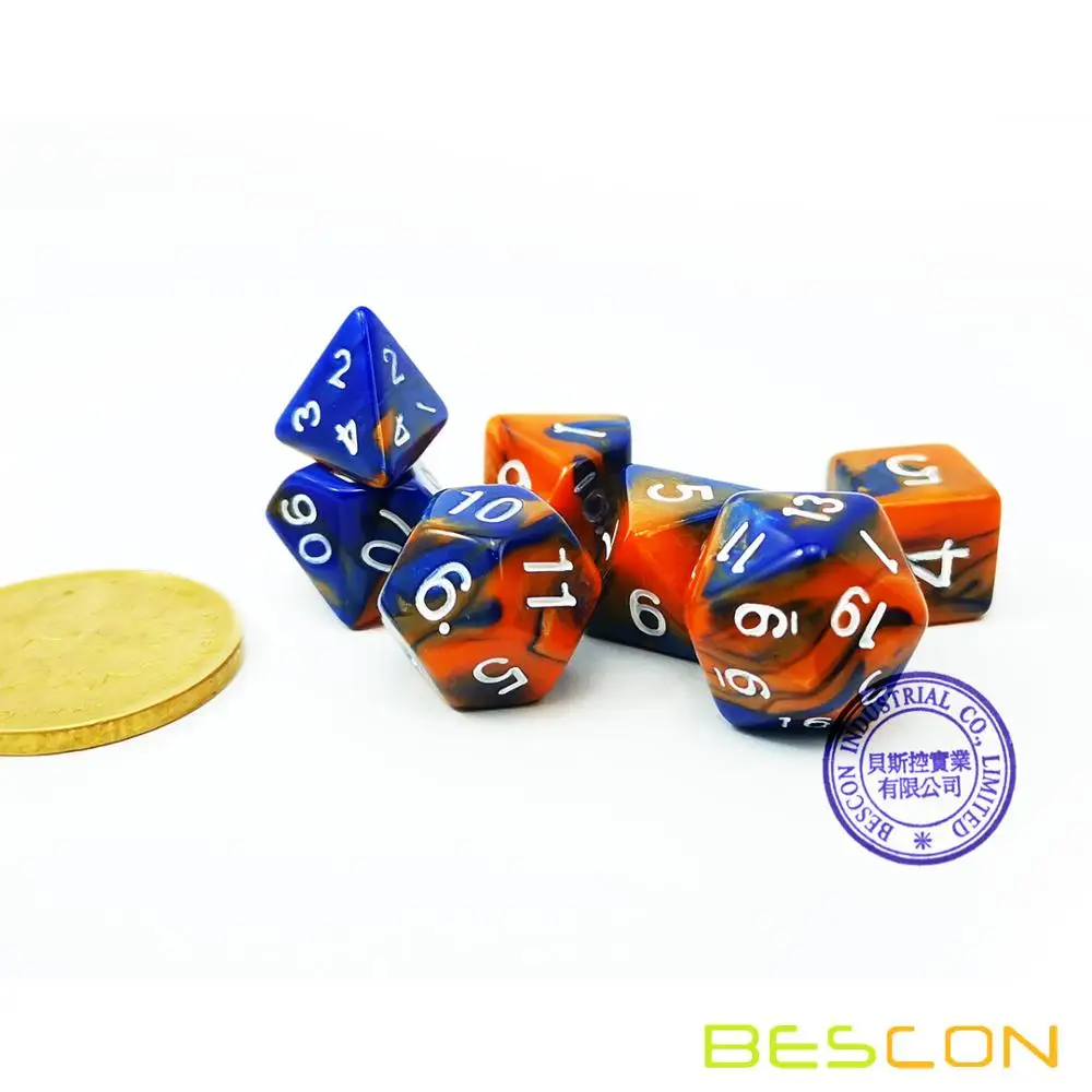 Hot Melt Bescon мини двухцветные многогранные игральные кости, набор 10 мм, маленькие кости набор D4-D20 в трубке, 6 новых разных цветов 42 шт - Цвет: Hot Melt