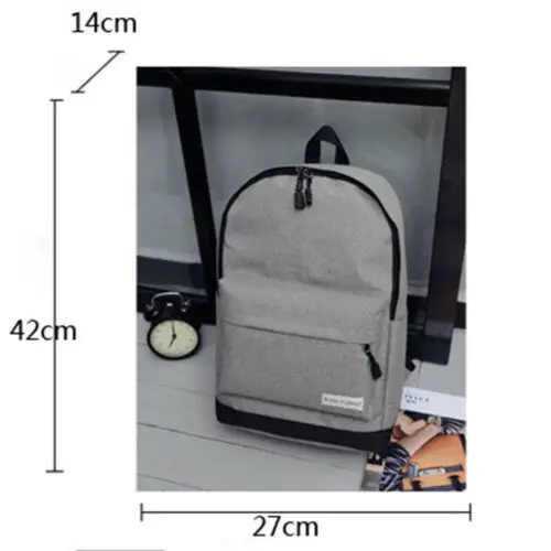 

Fashion Men Women Casual Rucksack Laptop Backpack Solid Classic Bookbag Lightweight School Bag