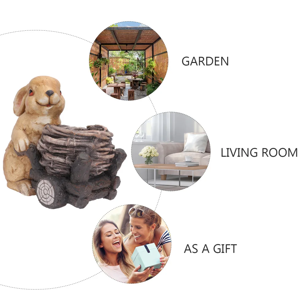 

Cartoon Rabbit Garden Adornment Yard Resin Rabbit Ornament Outdoor Decor