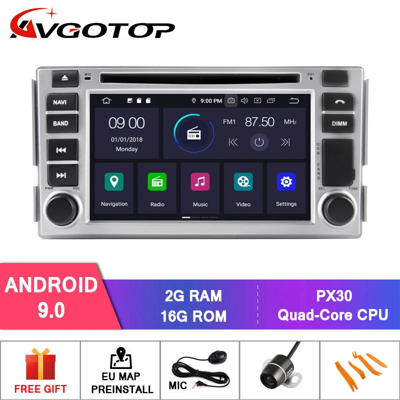 2GB 16GB RD5784 AVGOTOP Android 9,0 4 Гб+ 64 ГБ Автомобильный dvd-плеер для HYUNDAI SANTA FE 2007-2011/ELANTRA 2000-2006 ips HD экран навигация - Цвет: 2GB 16GB RD5784
