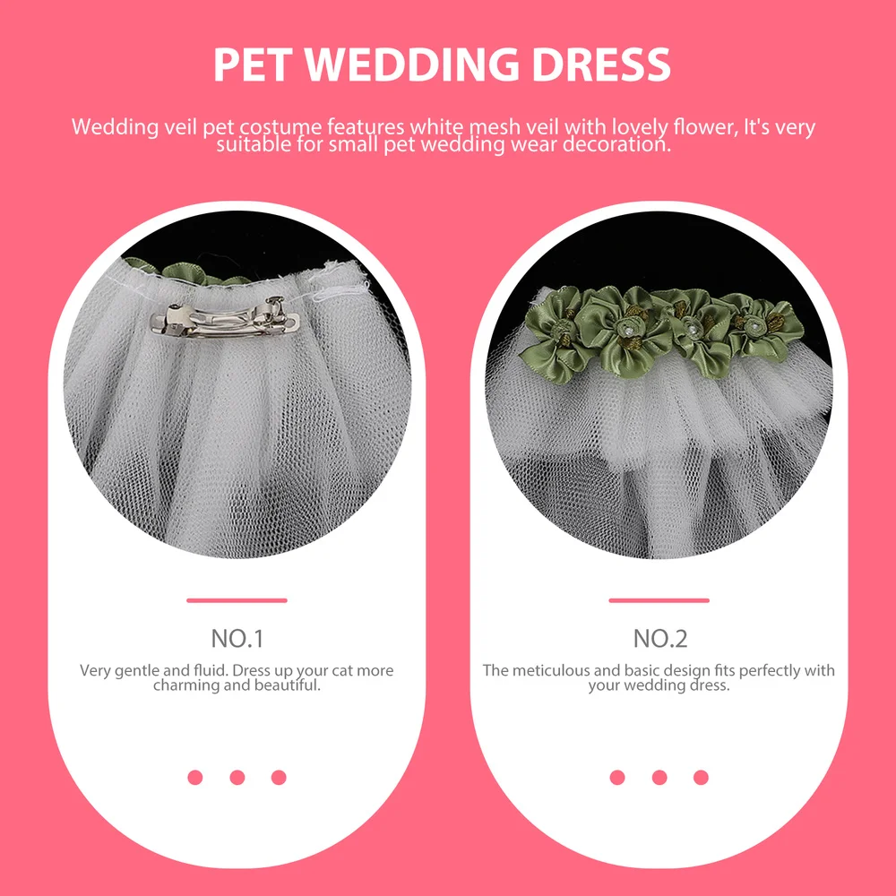 

Dog Wedding Veil Bride Costume Puppy Hairpin Headdress Dog Hair Accessories