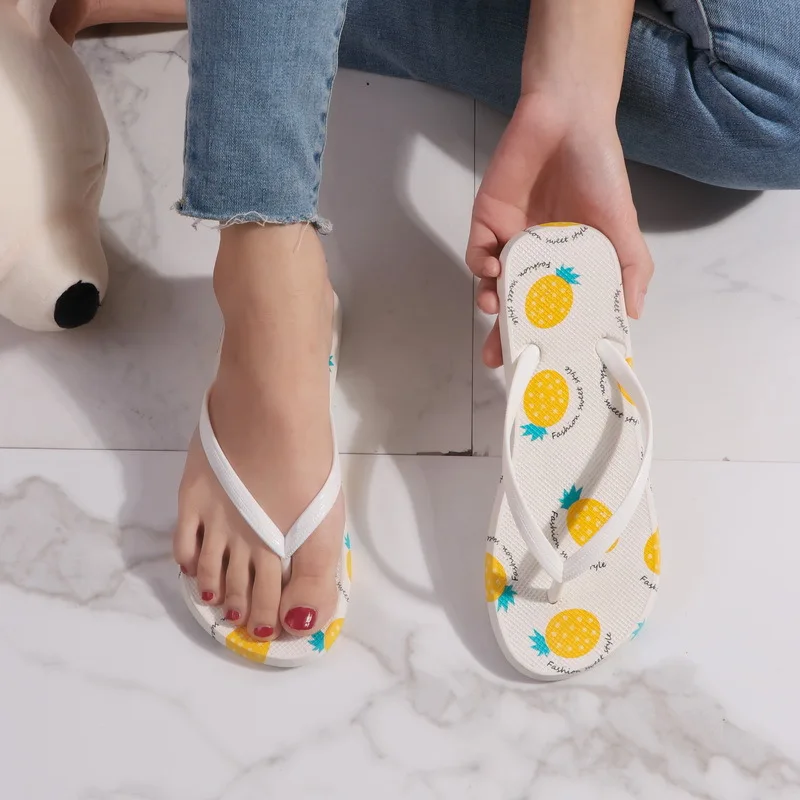 Женские летние уличные тапочки из ПВХ с милым фруктовым принтом Пляжные