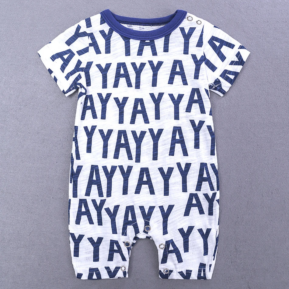

0-2 Years Newborn Baby Clothes Infant Kids Summer Short Sleeve Animal Doddles Printed Romper Boy and Girl Casual Onesie Jumpsuit