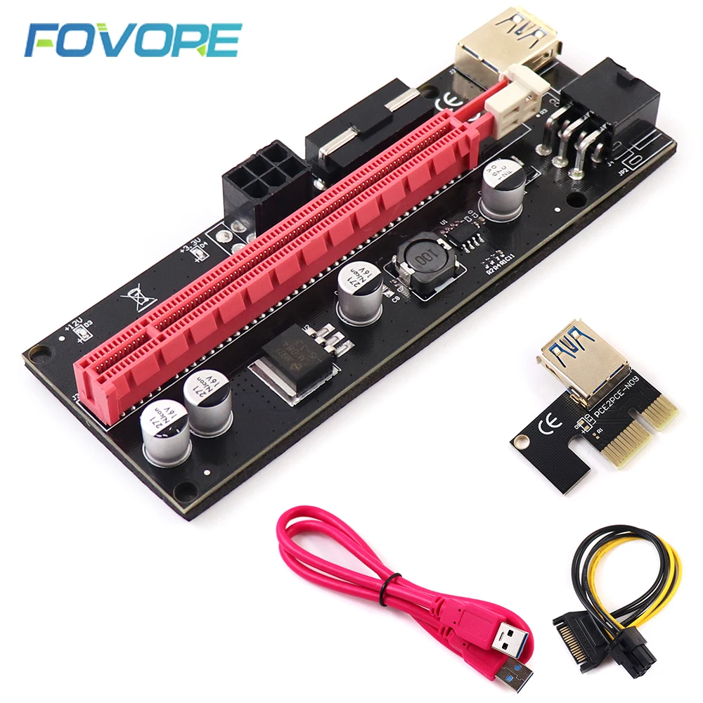10 шт. PCI-E pcie Riser 009 Express 1X 4x 8x 16x расширитель PCIE USB 009S GPU двойная 6-контактная карта
