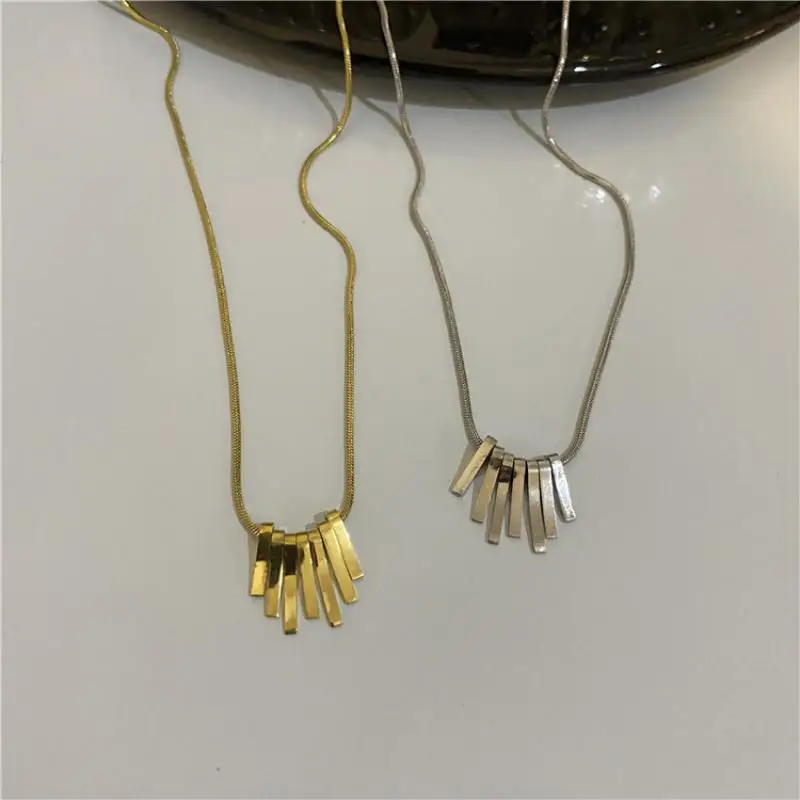 

Titanium Steel Multi-Drop Tassel Necklace French Simple Vintage Sweater Chain New Female Tide Clavicle Chain