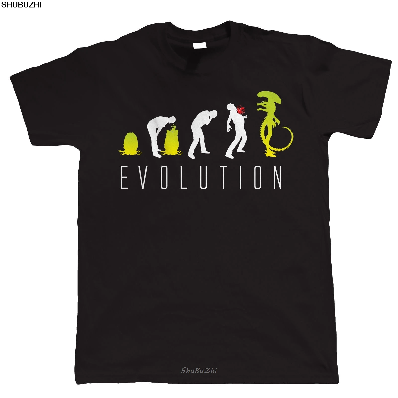 Футболка мужская с надписью Evolution of Alien забавная тенниска из хлопка брендовая