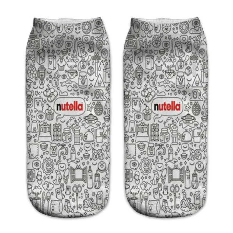 22 Женские Забавные милые носки с 3d принтом, белые носки с изображением nutella, носки унисекс с рисунком кота, единорога, рождественский подарок, носки, Прямая поставка - Цвет: 22