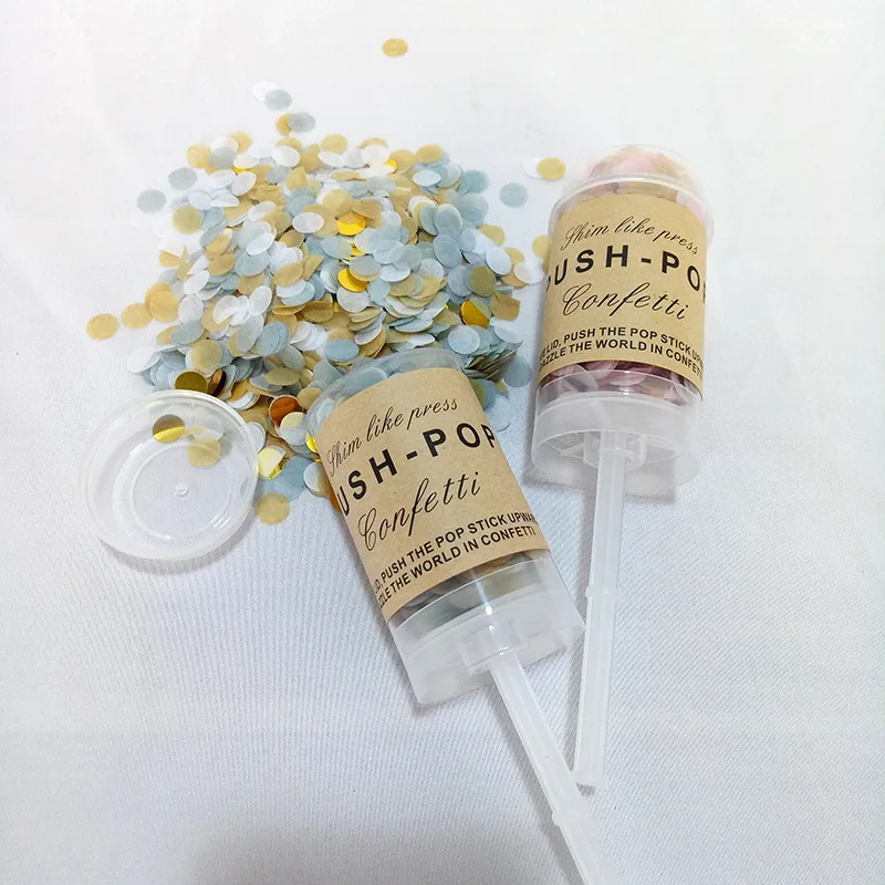 1 разноцветный Набор Push Pop конфетти Push Poppers украшение для свадебной вечеринки 1 см бумажные конфетти металлик С Днем Рождения Декор