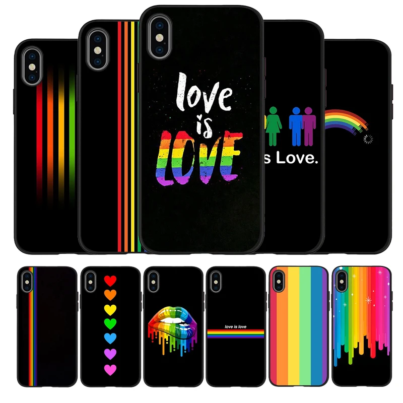 Гей лесбиянок ЛГБТ радуга гордость черный ТПУ силиконовый мягкий чехол для