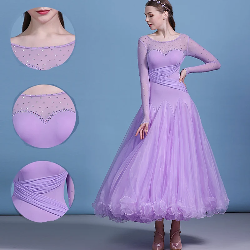 

Pale Purple High Quality New Ballroom Dance Competition Dress Standard Dresses Modern Dance Costume Women Waltz Dress