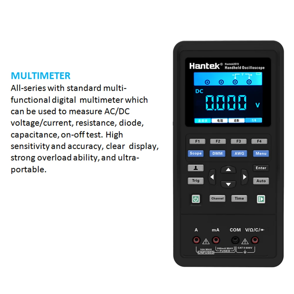 

New Hantek 3 in 1 Handheld Digital Oscilloscope USB Scopemeter Portable Scope Meter 70MHz LCD Display Test Meter