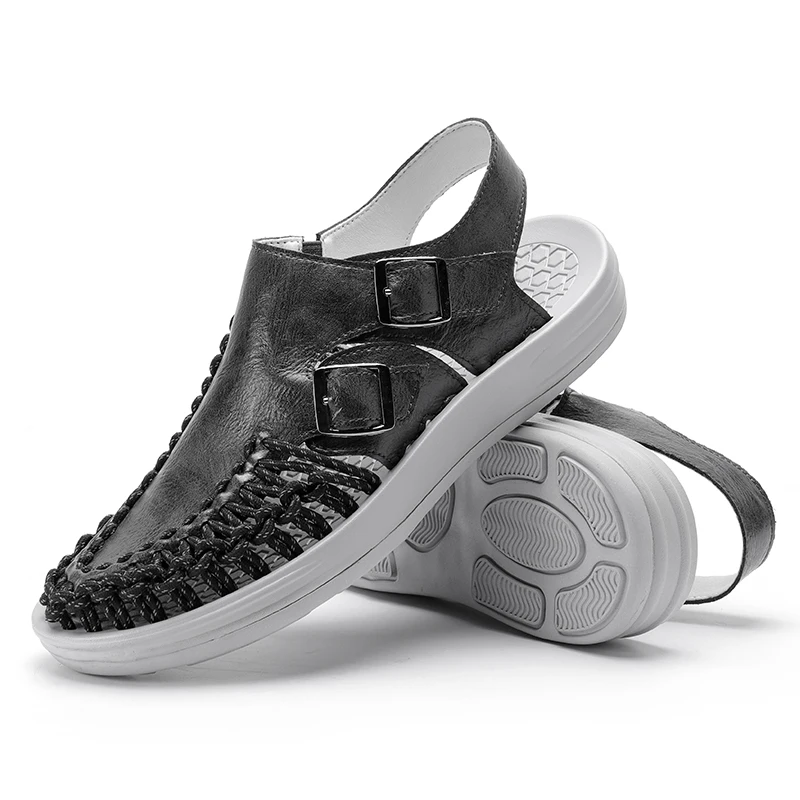 

Harogath 2020 New Summer Men Sandals Weave Breathable Hollow Out Flat Shoes Outdoor Sandals Leisure Non-slip Sandals Men Shoes