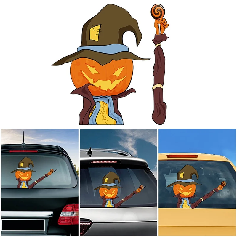 

2020 Car Sticker Waterproof Car Back Rear Window Decal Vinyl Sticker Horror Halloween Decor Scary Wiper Sticker Pumpkin Wiper