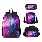 Набор из 4 шт. школьных сумок с принтом Галактики, сумка через плечо для девочек-подростков, Повседневная сумка для книг с ланч-боксом, Детский рюкзак, сумки