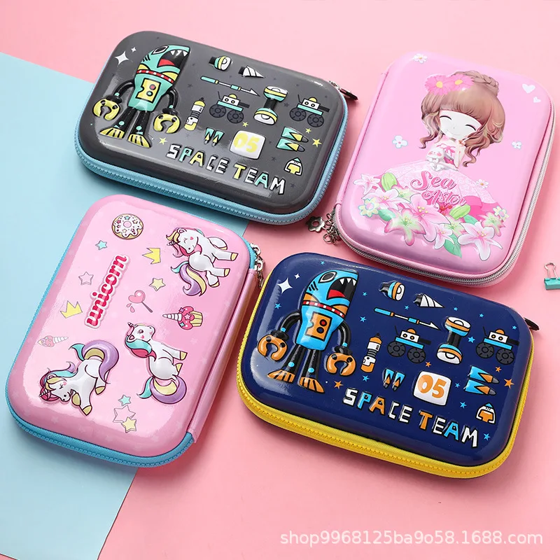 Пенал для девочек и мальчиков милый школьный чехол с единорогом вместительный