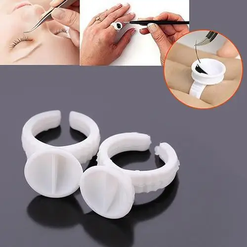 

Hot 100Pcs Eyelash Pallet Glue Adhesive Holders Eyelash Extensions Storage Rings Beauty & Health