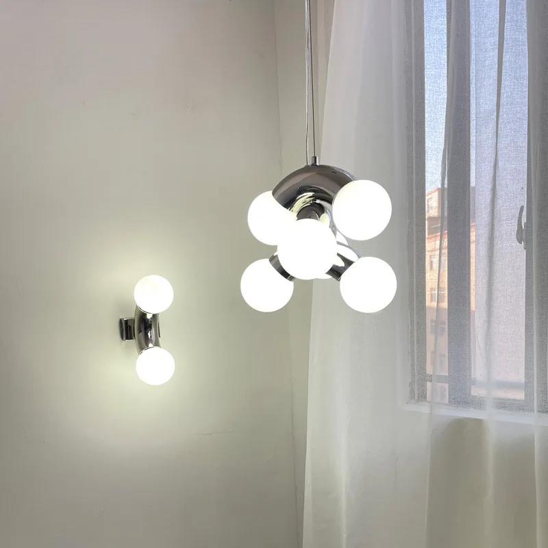 

Modern Chrome Chandelier Art Creative Magic Ball Chrome Living Room Lights Bay Window Bar Table Bar Dining Table Bedroom Lamps