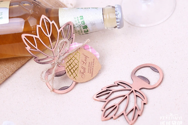 

Free shipping 50pcs/lot Fast Delivery High Quality Party Favors Copper Leaf Bottle Opener Wedding Favor Beers Openers