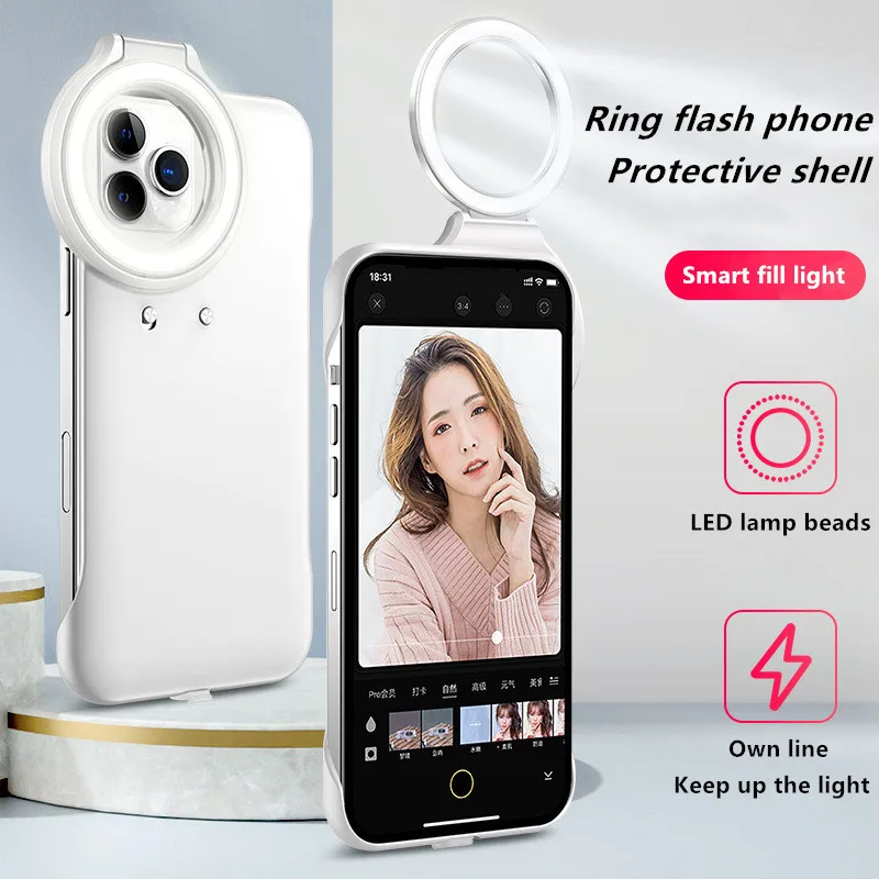 

For Iphone 12Por Vlog New Ring Shape Selfie led light Case Live Beauty Smartphone Fill SupPlement Light For Iphone12 Iphone12Pro