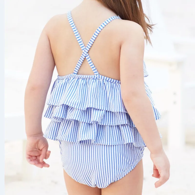 

Cute Baby Girl Cotton Romper set Hot Fashion Ruffle Striped Jumpsuit Overall Outfits Big Bowknot Sling Playsuit Clothing Summer