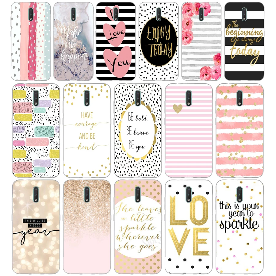 313FG black white stripes gold love gift Soft Silicone Tpu C