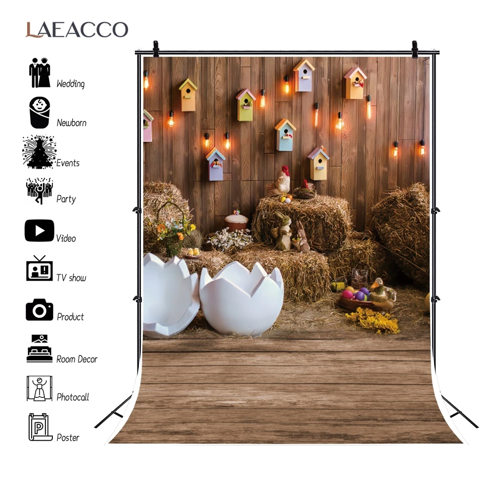 

Фон для фотографий Laeacco с изображением пасхальных яиц, деревянного пола, лампочек, лампочек, Декор для дома, фотостудии