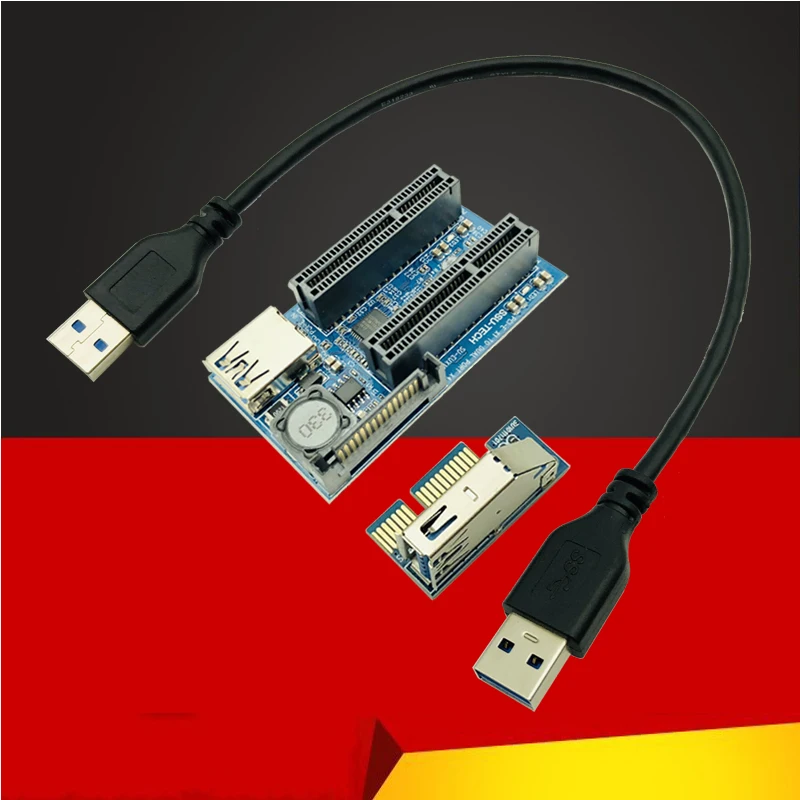 Плата расширения PCIE адаптер PCI Express USB 3 0 Райзер E расширитель X1 на два порта X4