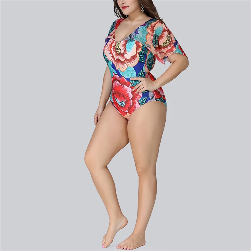 Купальный костюм большого размера 2020 комплект бикини с цветочным принтом