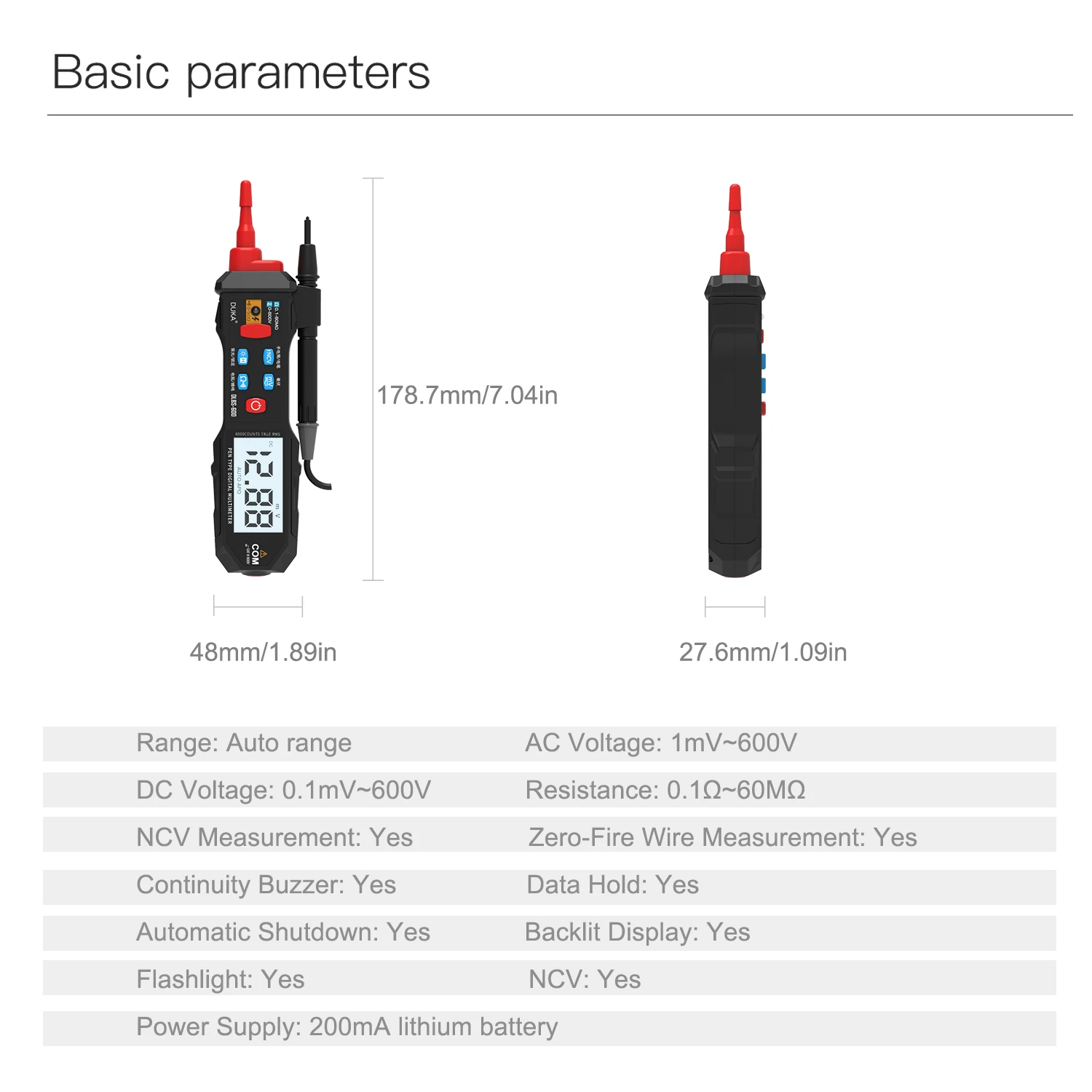 

Digital Multimeter Voltage Meter Pen Type NCV Multi Tester Measuring DC/AC Voltage Resistance Continuity Zero/Live WireTest