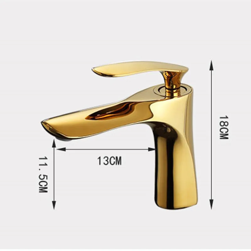 

Basin Faucet Luxury Bright Gold Single Handle Hot And Cold Tap Bathroom Sink Faucet High Quality Brass Deck Mounted Mixer Chrome