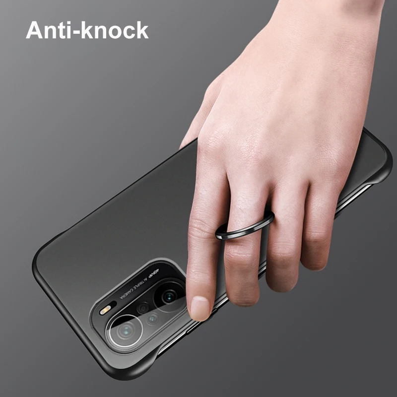 frameless ring phone case for xiaomi mi 11i 9t poco f2 pro f3 matte pc hard back cover case for redmi k20 k30 ultra k40 pro plus free global shipping