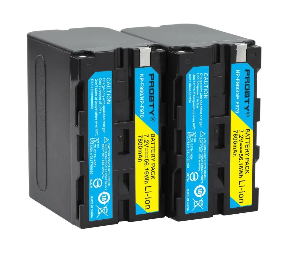 2 Pcs Battery 7800 мАч NP F960 NP F970 NP-F960 NP-F970 F950 Батарея+ светодиодный USB Зарядное устройство для sony PLM-100 CCD-TRV35 MVC-FD91 MC1500C L10 TR555 VX22 - Color: 2 Pcs Battery