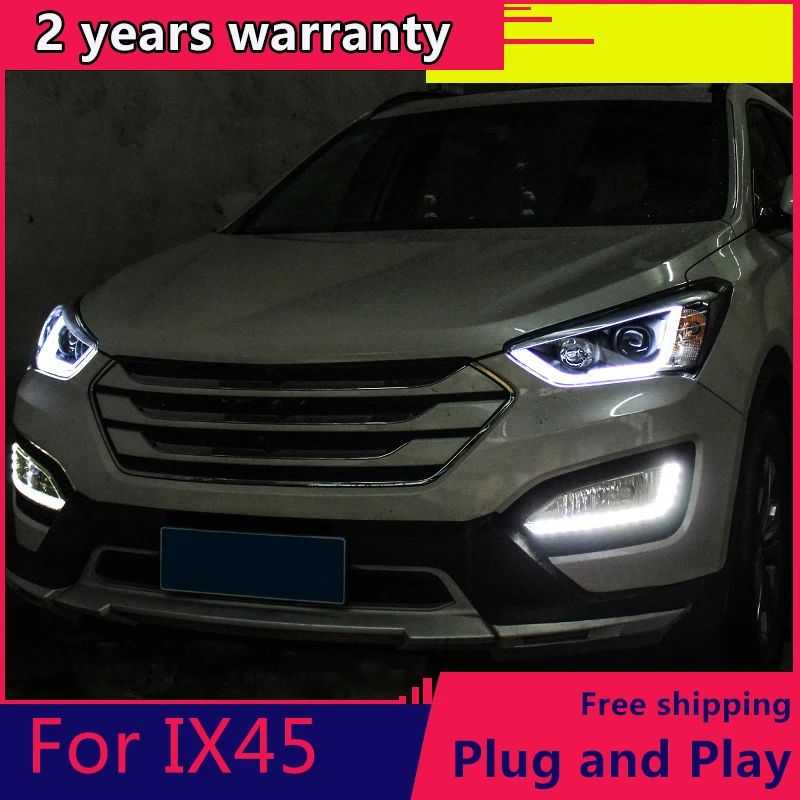 

KOWELL Car Styling for Hyundai IX45 LED Headlight New SantaFe Headlight DRL Lens Double Beam H7 HID Xenon bi xenon lens