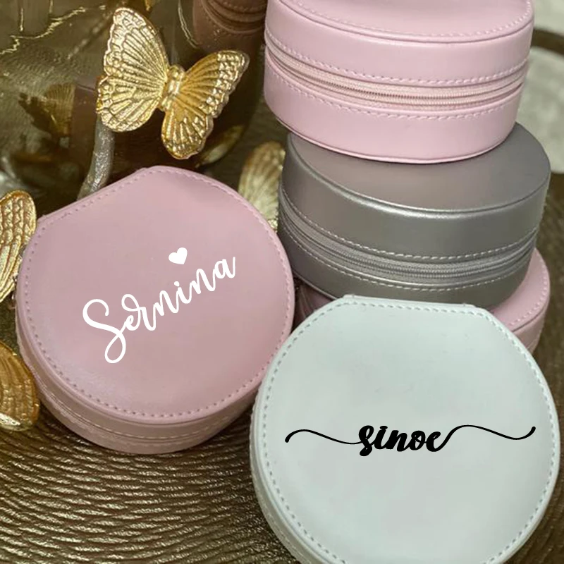 Personalized Jewelry Box Custom Bridesmaid Bachelorette Wedding Party Anniversary Gift Travel Jewellery Case Leather Ring Box