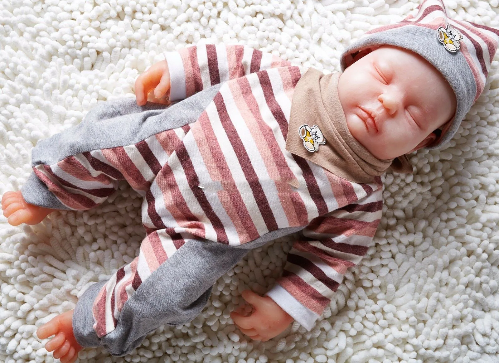 Мягкая силиконовая кукла-младенец с закрытыми глазами 18 5 дюйма | Игрушки и хобби