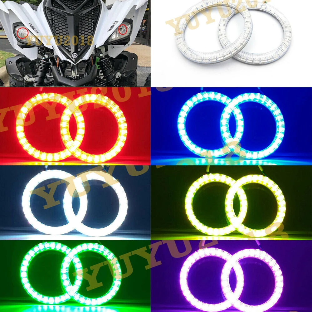 Светодиодные кольца с гало RGB для Yamaha Raptor 700 700R 2006-2020 яркие ангельские глазки