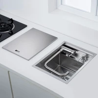 hidden open kitchen sink black invisible single tank island bar counter small basin stainless steel balcony sink single bowl