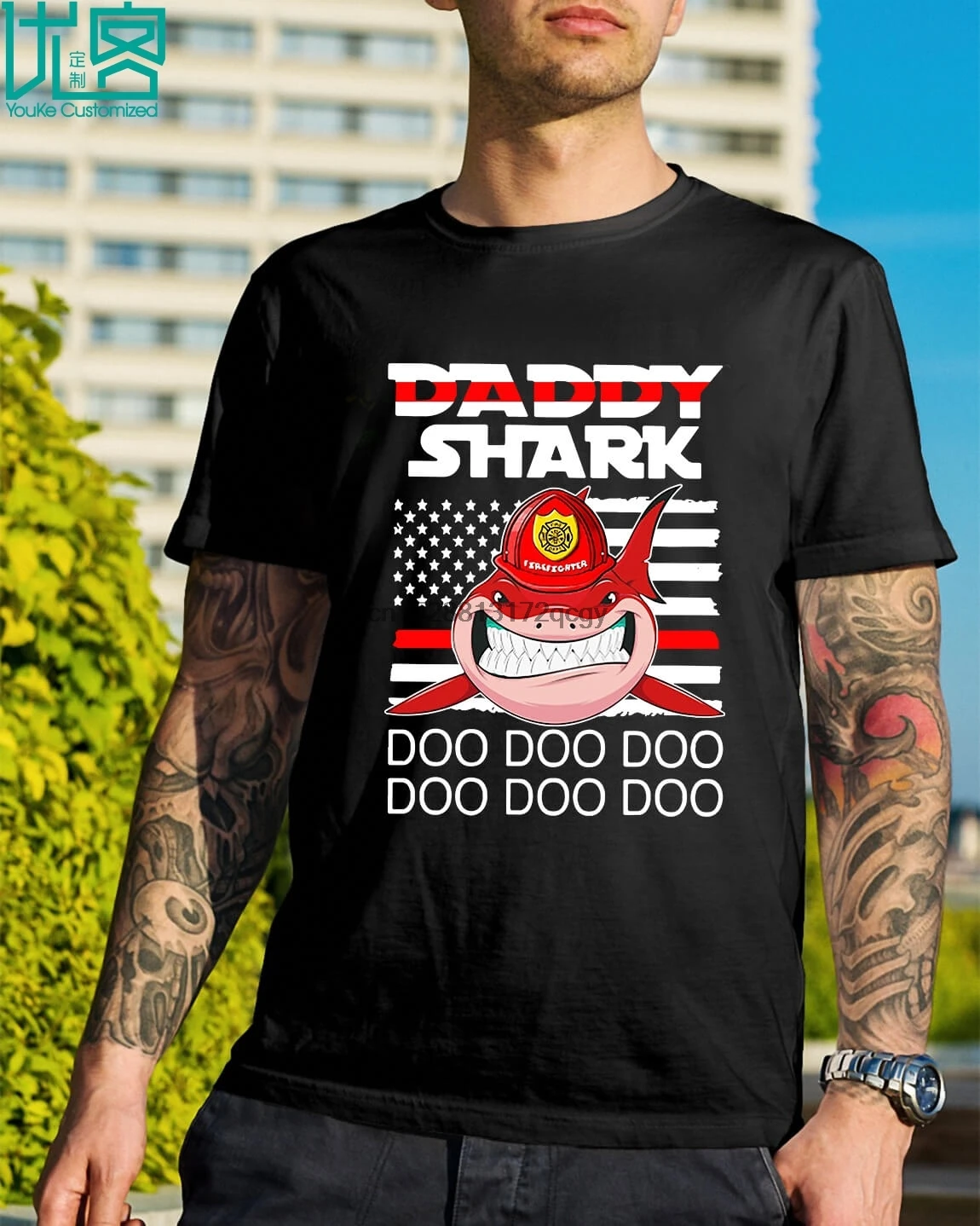 Бренд Daddy Shark Police Doo футболка 2019 Летняя мужская с коротким рукавом |