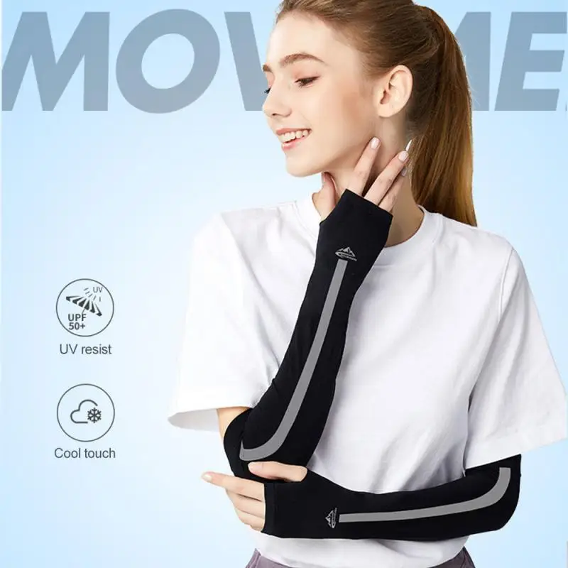 

Sport Arm Sleeves UV Sun Anti-slip Ice Silk Sleeve Sunscreen Cuff Summer Men Women Gloves Riding Sports Safety